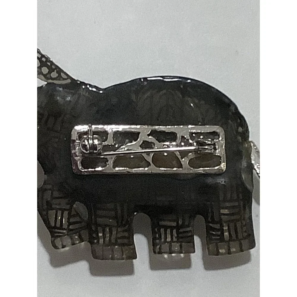 Asian Black And Silver Acrylic Textured Elephant -- 2.5